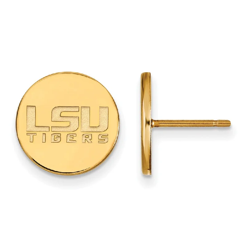 Women's earrings subtle-chain-14k Gold Plated Silver Louisiana State University Disc Earrings