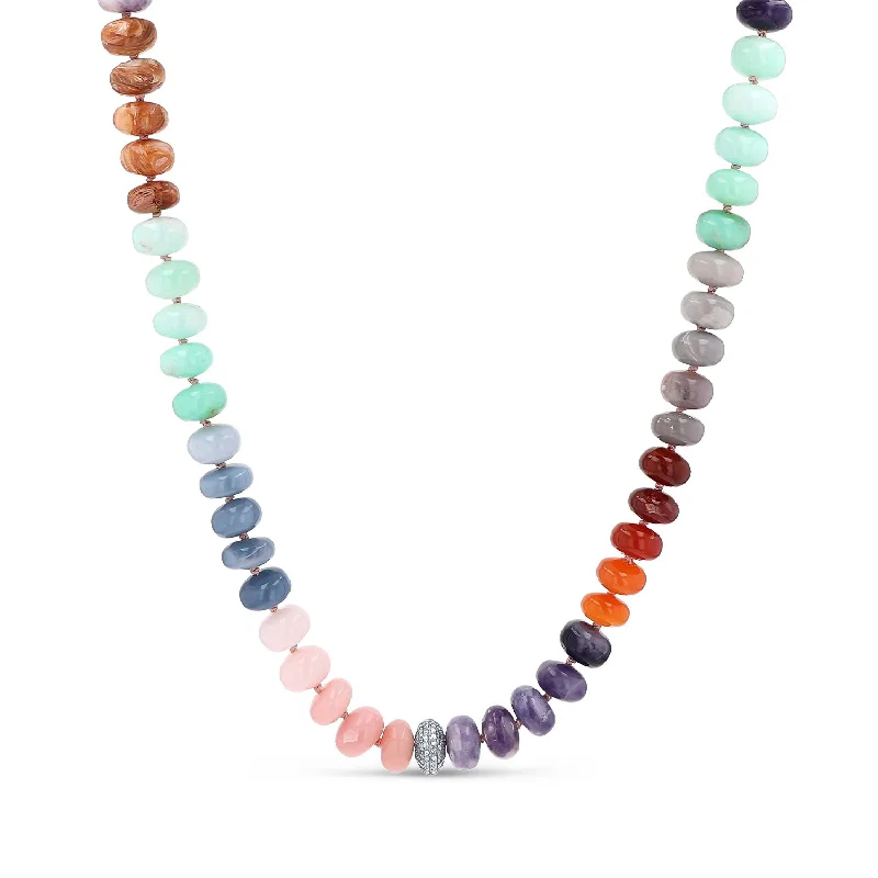 Women's necklaces whimsical-chic-Rainbow Opal and Diamond Candy Choker Necklace N0003073