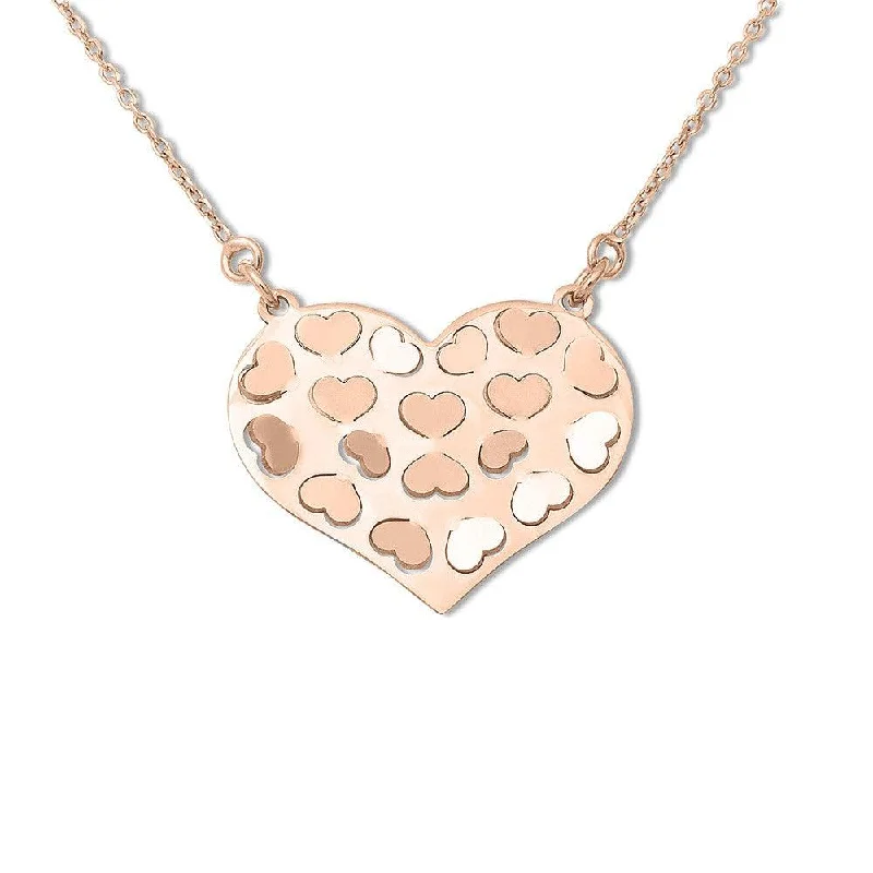 Women's necklaces glowing-stone-Sterling Silver Rose Gold Hearts Necklace