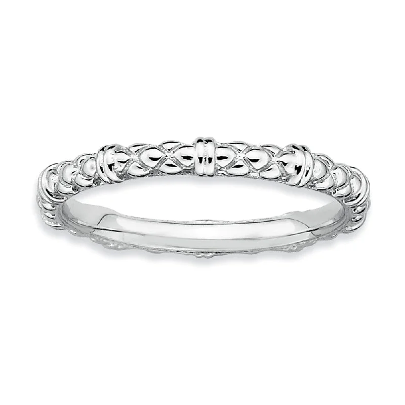 Women's rings petite-crystal-2.25mm Stackable Sterling Silver Popcorn Band