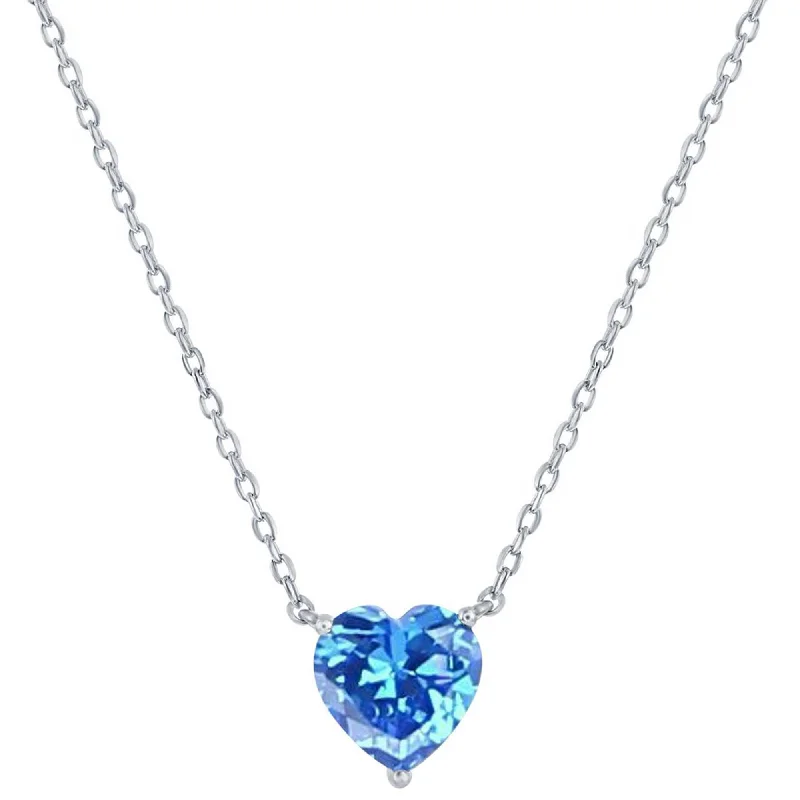 Women's necklaces airy-grace-Classic Women's Necklace - Silver Blue Topaz December Heart Perciosa Crystal | M-7133