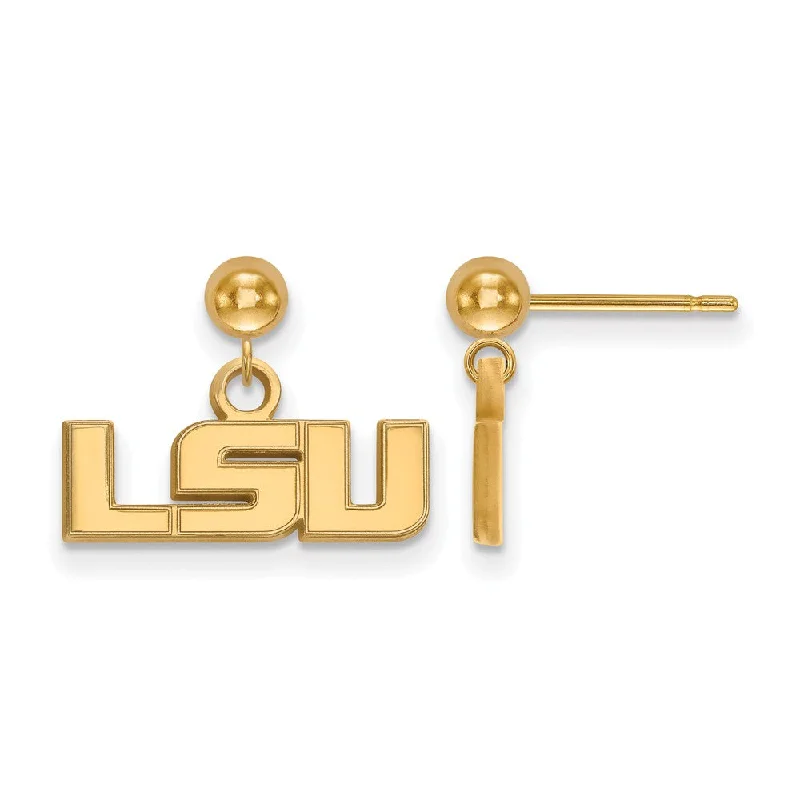 Women's earrings simple-drop-14k Yellow Gold Louisiana State University Ball Dangle Earrings