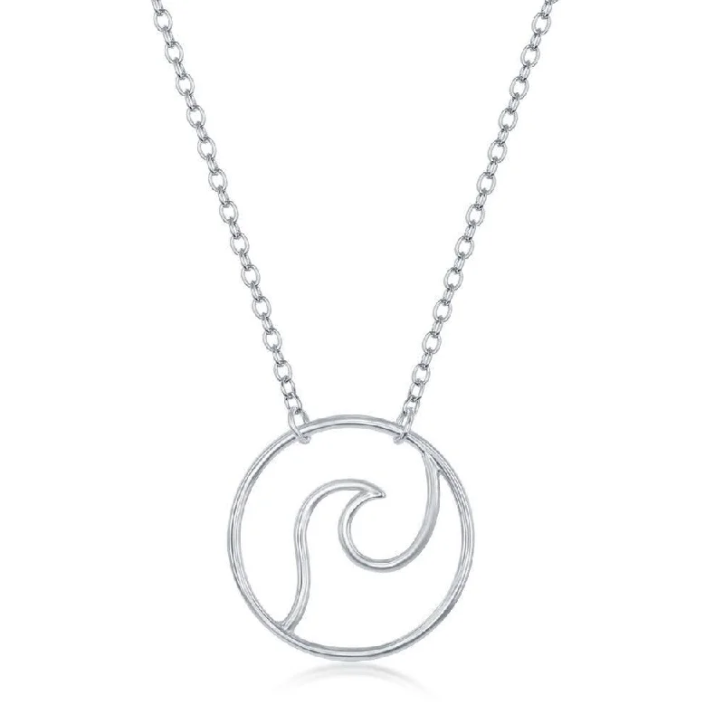 Women's necklaces luminous-charm-Sterling Silver Wave Design Necklace