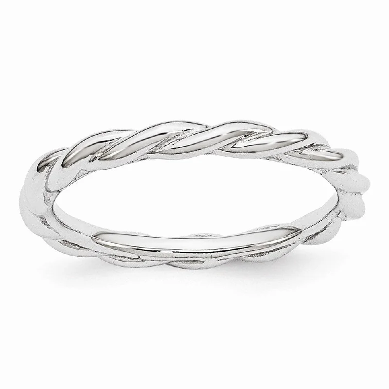 Women's rings tribal-chic-2.25mm Rhodium Plated Sterling Silver Stackable Expressions Twist Band