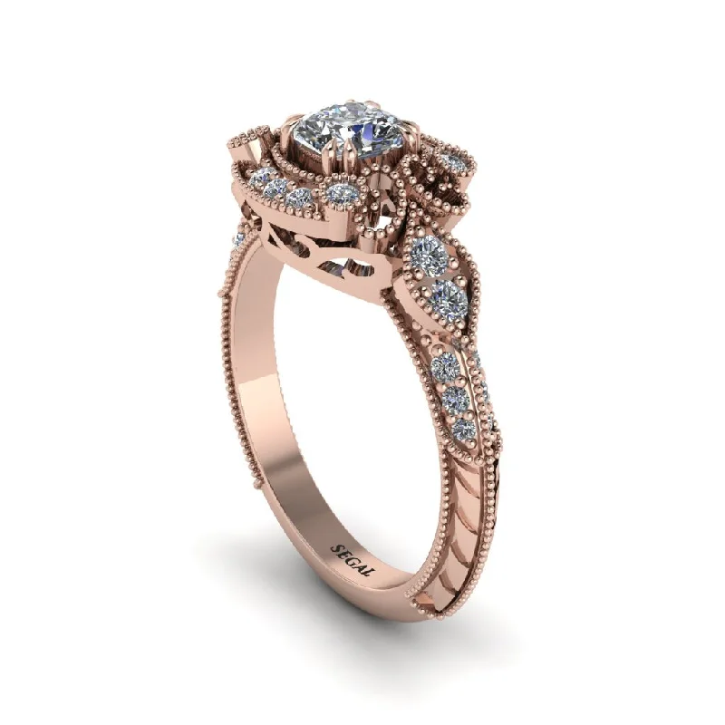 Women's engagement rings cherished-gift-Diamond Vintage Filigree Cushion Cut Engagement Ring - Elaina No. 2