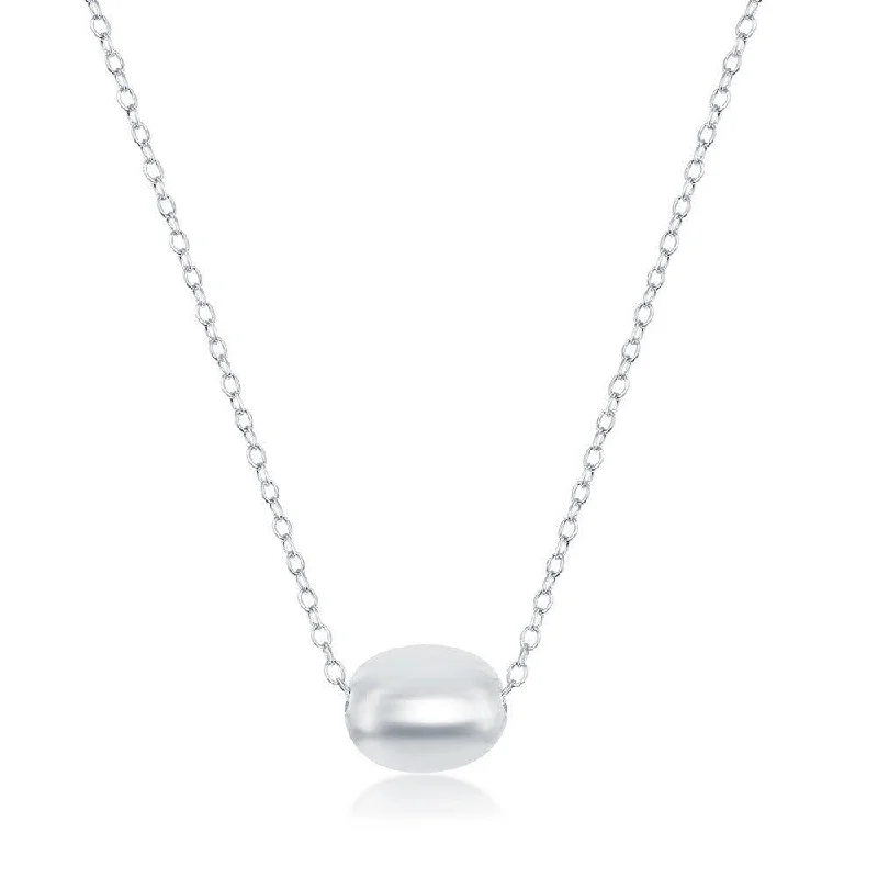 Women's necklaces luxe-platinum-Sterling Silver Oval Bead Necklace