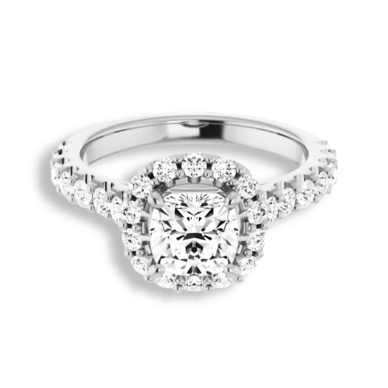 Women's engagement rings airy-grace-Cushion Cut Diamond Halo Engagement Ring