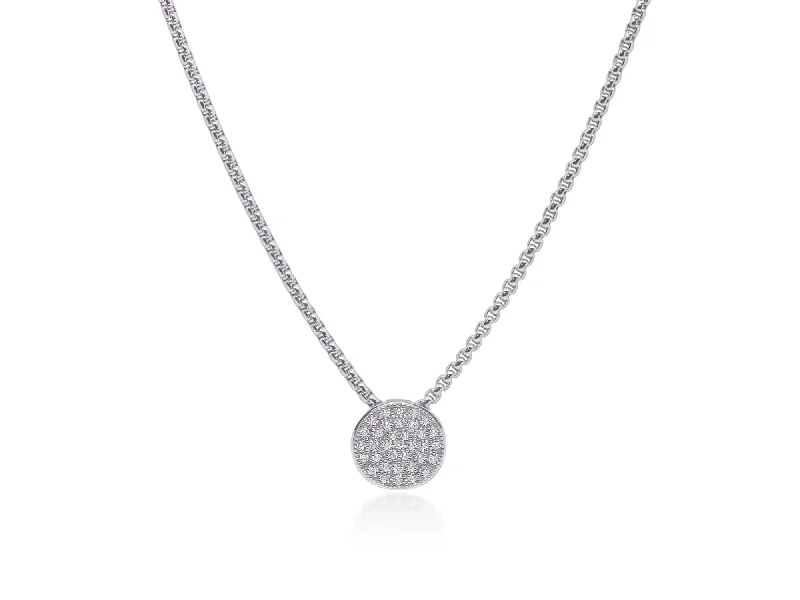 Women's necklaces fine-radiance-ALOR Grey Chain Taking Shapes Disc Necklace with 14K Gold & Diamonds