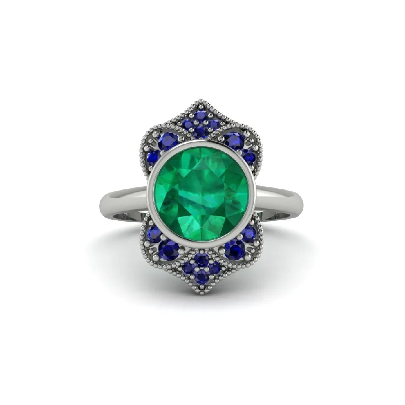 Women's engagement rings dazzling-bezel-Emerald Bezel Vintage-Inspired Engagement Ring - Olive No. 66