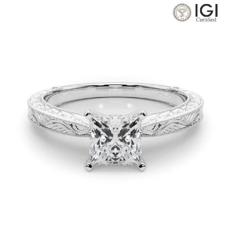 Women's engagement rings glowing-cut-Victoria Princess Lab Grown Diamond Solitaire Engagement Ring IGI Certified