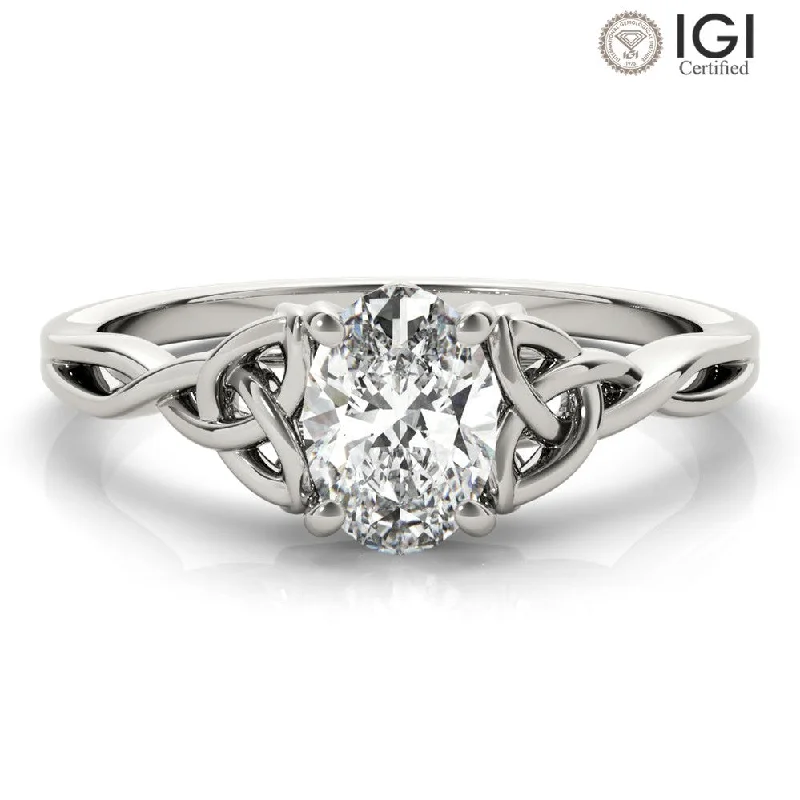 Women's engagement rings fine-radiance-Celtic Love Knot Oval Lab Grown Diamond Solitaire Engagement Ring IGI Certified