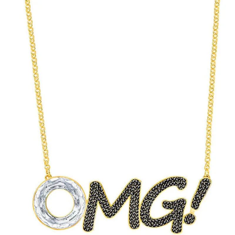 Women's necklaces playful-chic-Swarovski Women's OMG Necklace - Humorist Black And Silver-Toned Crystal | 5351569