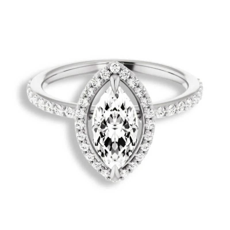 Women's engagement rings cherished-gift-Marquise Cut Diamond Halo Engagement Ring