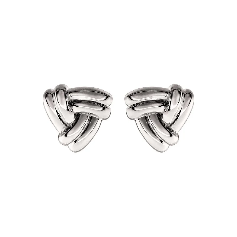 Women's earrings minimal-pearl-8mm Trinity Knot Stud Earrings in 14k White Gold