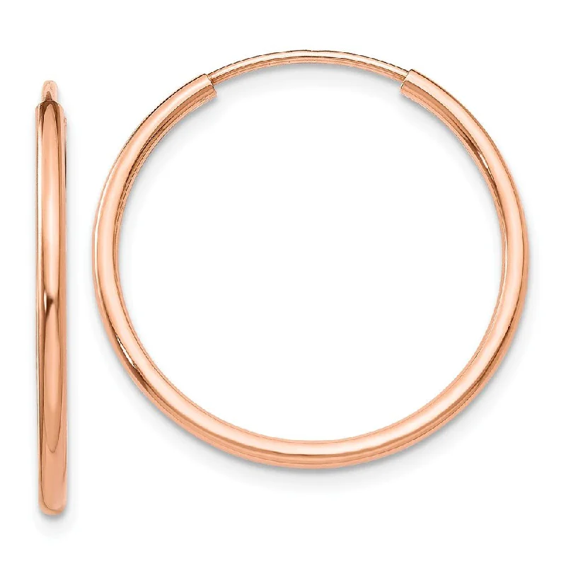 Women's earrings subtle-hoop-1.5mm x 22mm 14k Rose Gold Polished Endless Tube Hoop Earrings