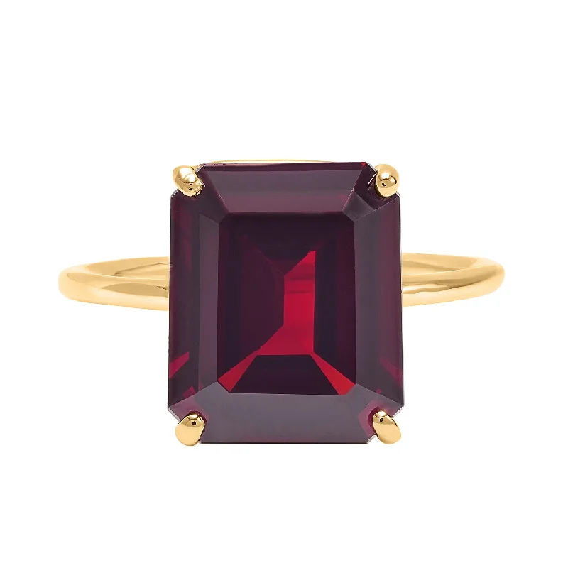 Women's rings angular-design-Garnet Emerald Cut Ring