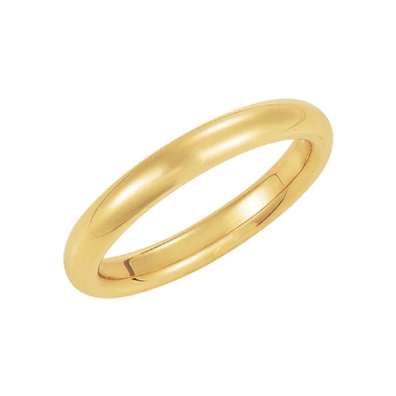 Women's rings petite-stone-3mm Domed Comfort Fit Wedding Band in 10k Yellow Gold