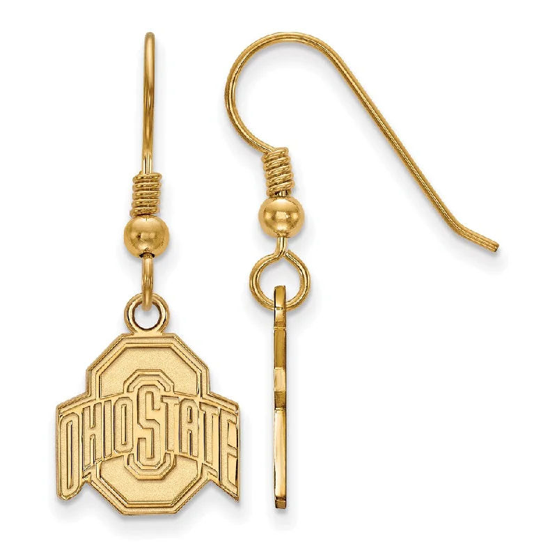 Women's earrings micro-gem-14k Gold Plated Silver Ohio State University Small Dangle Earrings