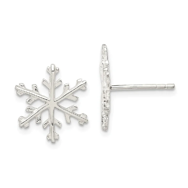 Women's earrings polished-dot-Sterling Silver Snowflake Post Earrings