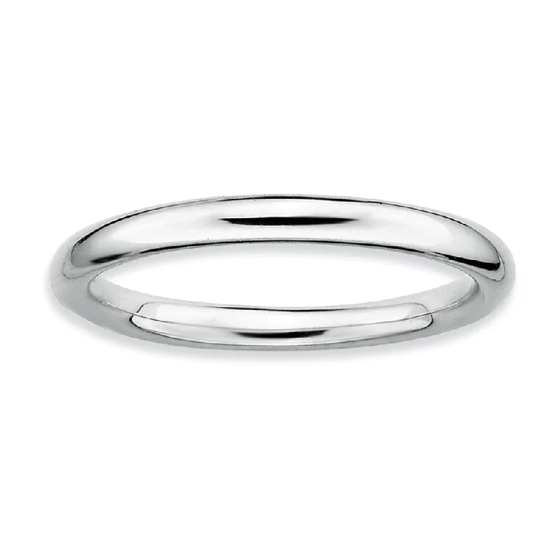 Women's rings peachy-blush-2.25mm Rhodium Plated Sterling Silver Stackable Polished Band