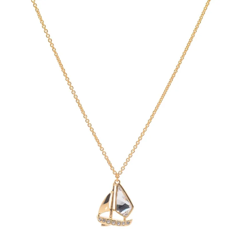 Women's necklaces luxe-stone-Swarovski Women's Necklace - Ocean Two Tone Sailboat Pendant | 5465944