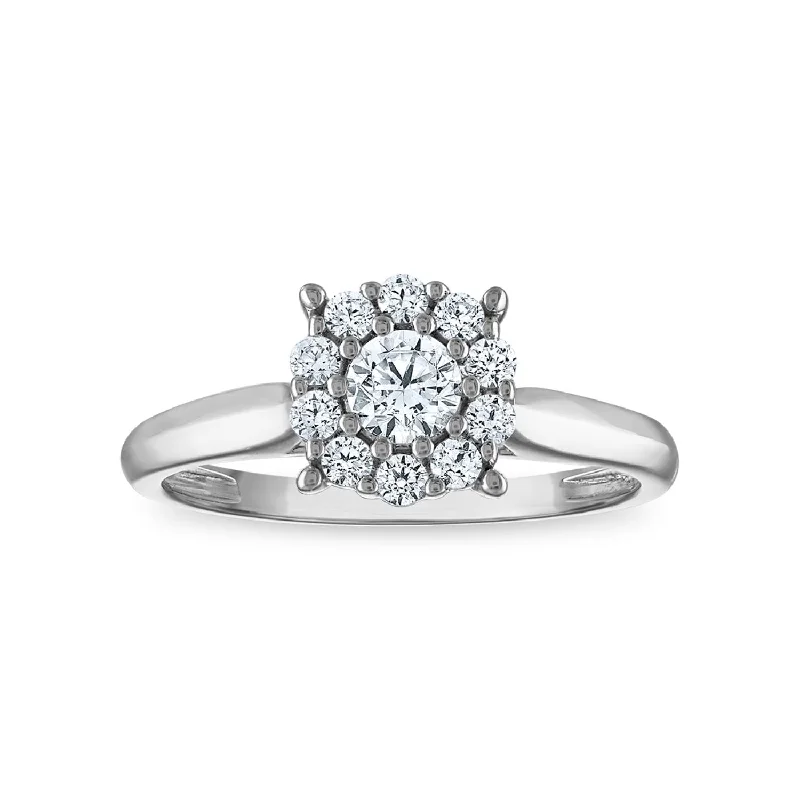 Women's engagement rings ethical-diamond-Red Hot Deal  1/2 CTW Lab Grown Diamond Engagement Cluster Ring in 10KT White Gold