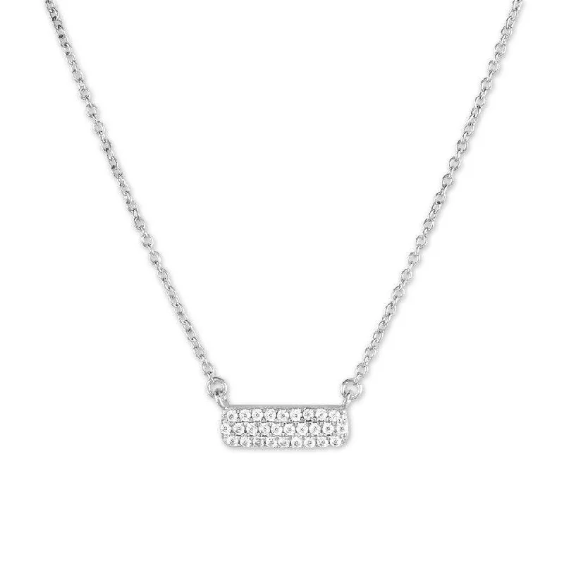 Women's necklaces luxe-stone-Sterling Silver Small Micro Pave Bar Necklace