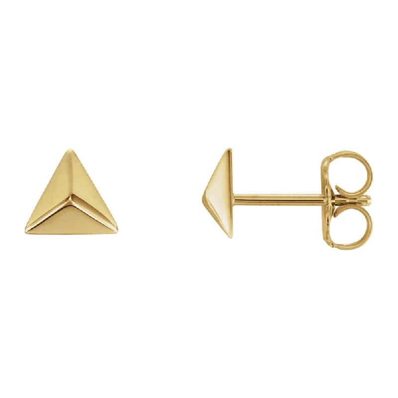 Women's earrings sleek-chain-5.5mm (3/16 Inch) 14k Yellow Gold Small Triangle Pyramid Post Earrings