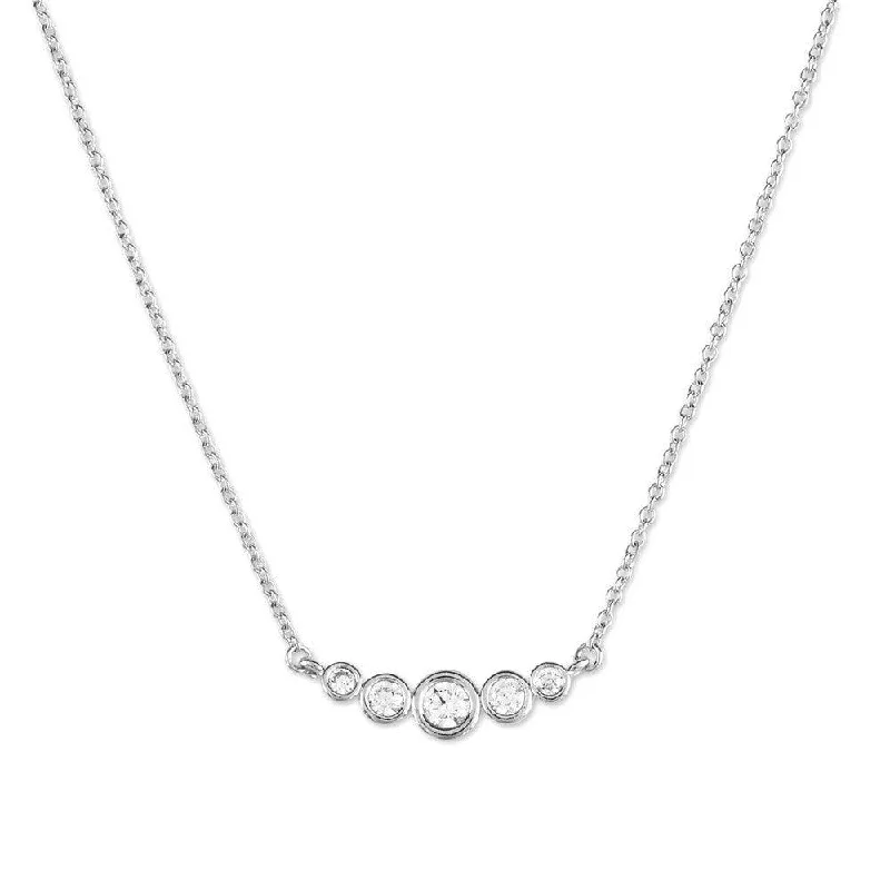 Women's necklaces luminous-shine-Sterling Silver Graduating Micro Pave CZ Necklace