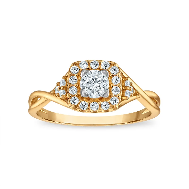 Women's engagement rings glowing-halo-EcoLove 1/2 CTW Lab Grown Diamond Halo Engagement Ring in 10KT Gold