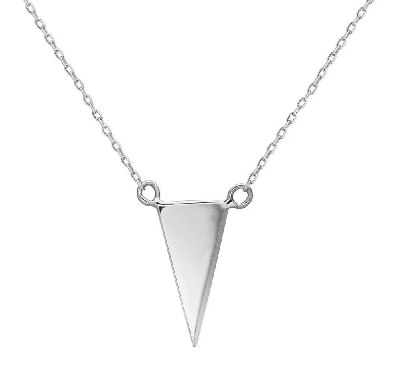 Women's necklaces soft-twinkle-Sterling Silver Thin Flat Triangle Necklace