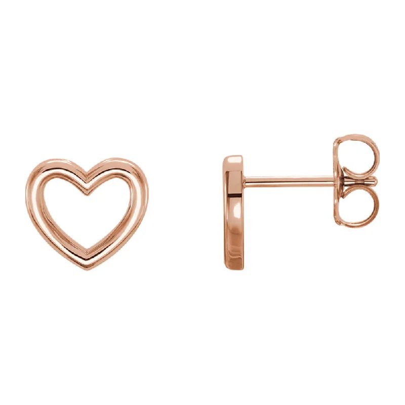 Women's earrings refined-pearl-9 x 8mm (3/8 Inch) Polished 14k Rose Gold Small Heart Post Earrings