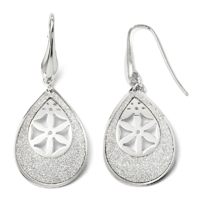 Women's earrings refined-crystal-Glitter and Floral Teardrop Dangle Earrings in Sterling Silver