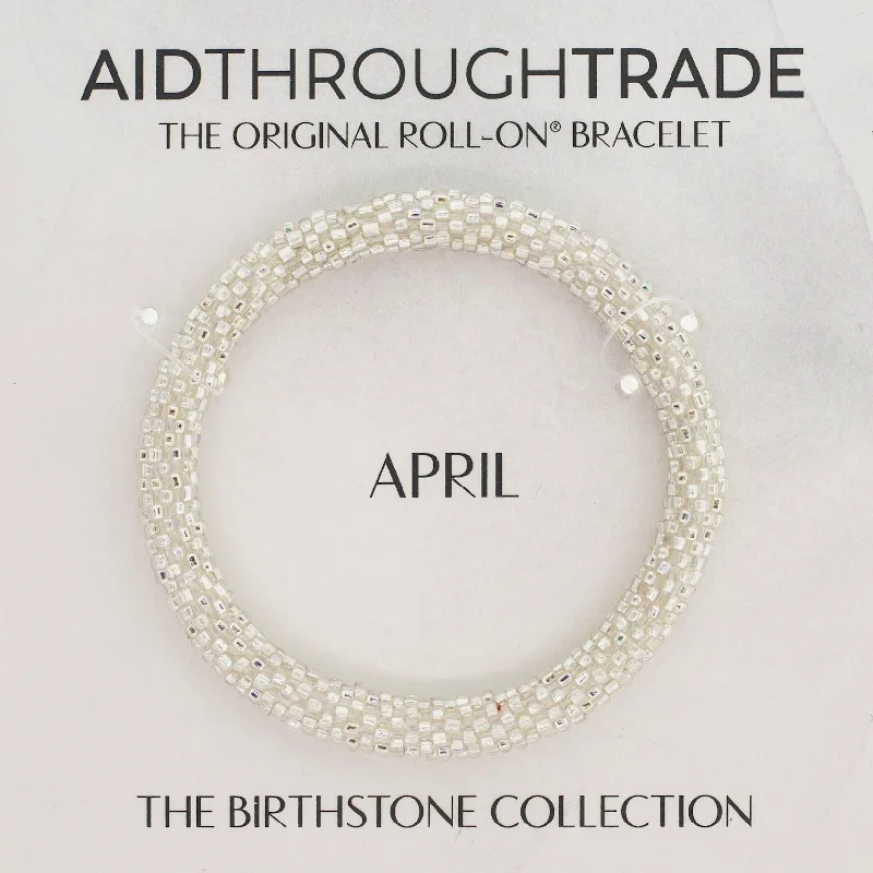 Unisex bracelets tough-stone-<br> 8 inch Birthstone Roll-On® Bracelets <br> April