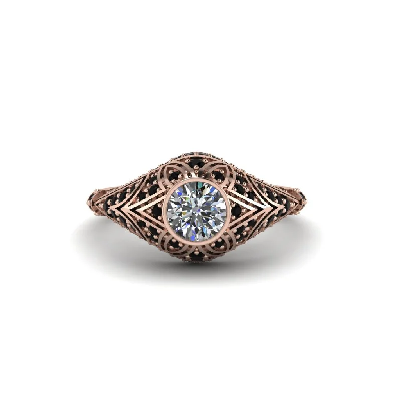 Women's engagement rings playful-sparkle-Diamond Bezel Vintage Filigree Engagement Ring - Kendall No. 32