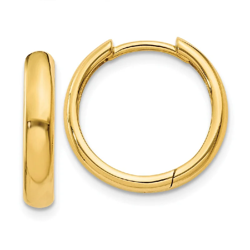 Women's earrings sleek-twist-Hinged Huggie Round Hoop Earrings in 14k Yellow Gold, 15mm (9/16 Inch)