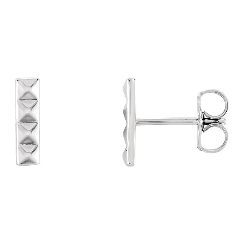 Women's earrings polished-pearl-2.5mm x 9mm (3/8 Inch) 14k White Gold Small Pyramid Bar Earrings