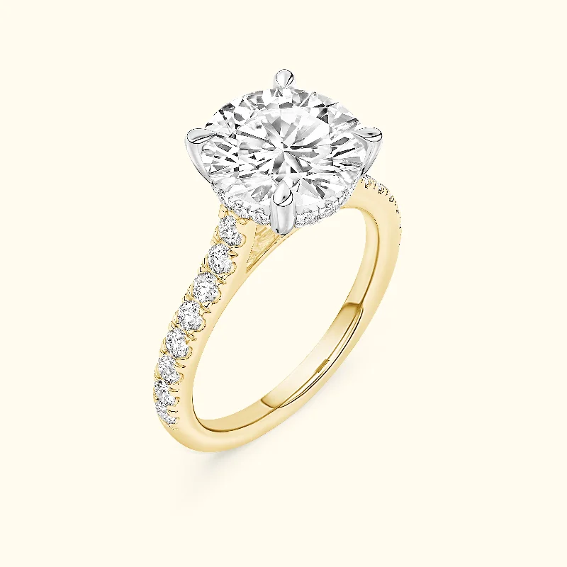 Women's engagement rings floral-platinum-Elizabeth' Engagement Ring - French Pavé Halo Design