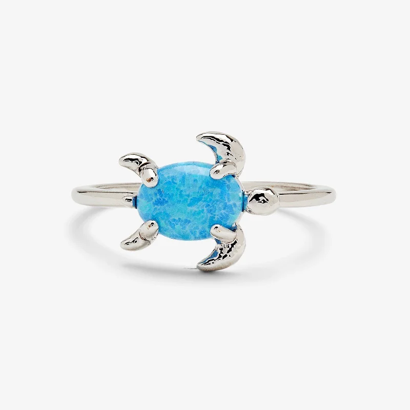 Women's rings bold-peach-Opal Sea Turtle Ring