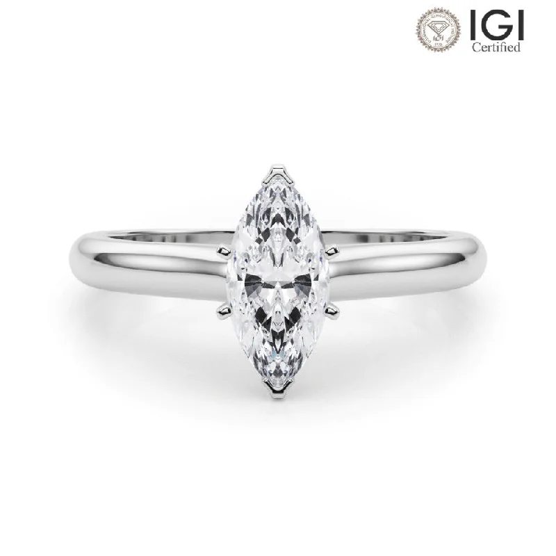 Women's engagement rings slender-shank-Isabella Marquise Lab Grown Diamond Solitaire Engagement Ring IGI Certified