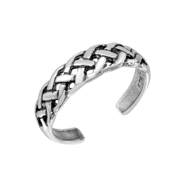 Women's rings bold-peach-Silver 925 Braided Adjustable Toe Ring