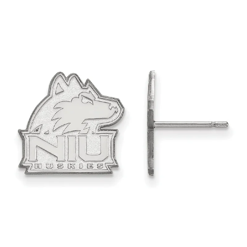 Women's earrings thin-silver-14k White Gold Northern Illinois University Small Post Earrings