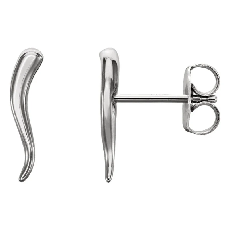 Women's earrings thin-hoop-2.8mm x 12mm (7/16 Inch) Sterling Silver Small Italian Horn Earrings