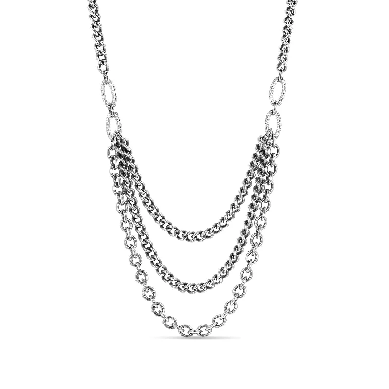 Women's necklaces dainty-keepsake-Montecito Nights Diamond Links Draped Chain Necklace N0003200