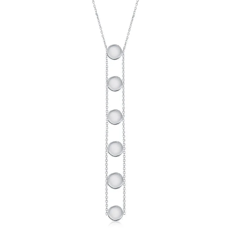 Women's necklaces luminous-gem-Sterling Silver Station Shiny Disc Lariat Necklace