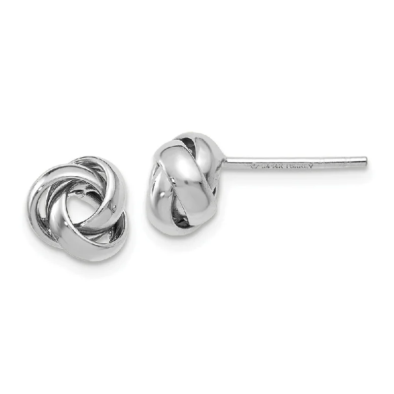 Women's earrings sleek-gem-7mm (1/4 Inch) Polished Love Knot Post Earrings in 14k White Gold