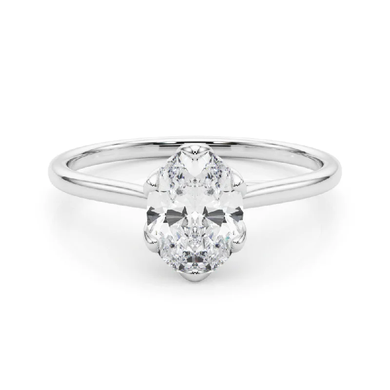 Women's engagement rings blush-accent-Esme Oval Diamond Solitaire Engagement Ring