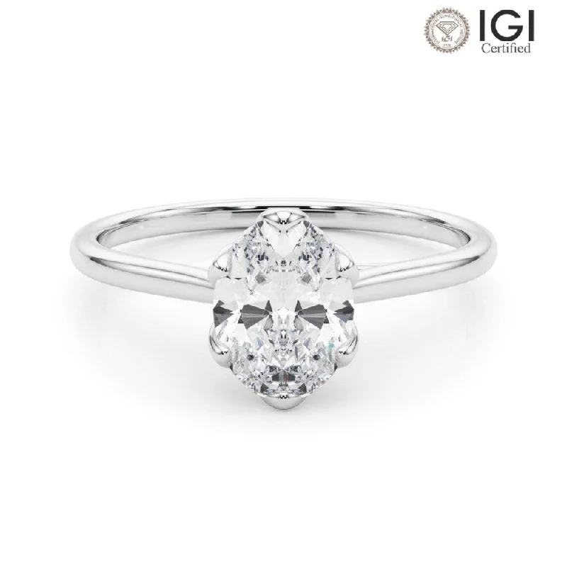 Women's engagement rings radiant-edge-Esme Oval Lab Grown Diamond Solitaire Engagement Ring IGI Certified