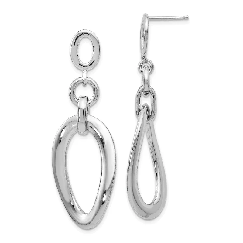 Women's earrings small-hoop-Bent Oval Post Dangle Earrings in Sterling Silver