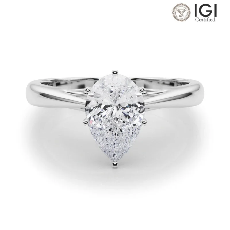 Women's engagement rings white-gold-glow-Katerina Pear Lab Grown Diamond Solitaire Engagement Ring IGI Certified